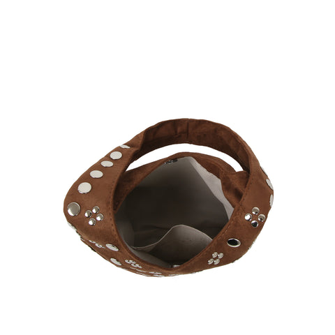 Studded Vegan Suede Hobo  Bag