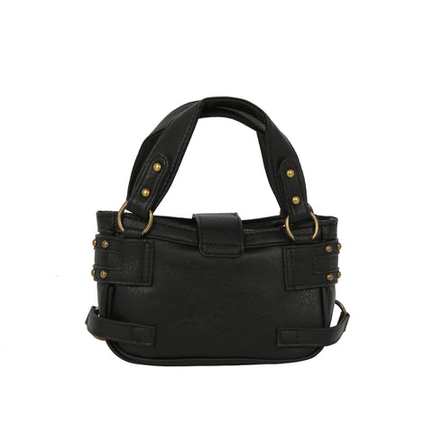 Studded Lock Front Mini Top Handle Bag