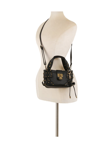 Studded Lock Front Mini Top Handle Bag