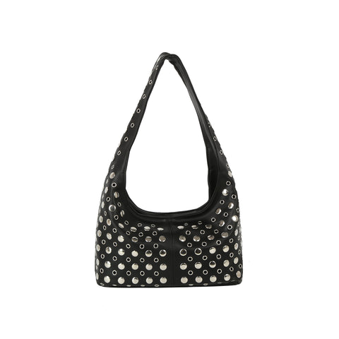 Silver Grommet Slouch Hobo Bag