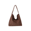 Minimal Soft Suede Slouch Hobo Shoulder Bag