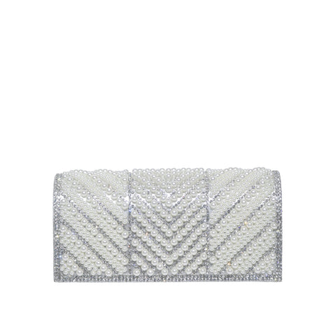 Pearl Beaded Rhinestone Clutch Evening Bag