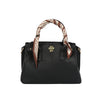 Scarf Accented Satchel Handbag