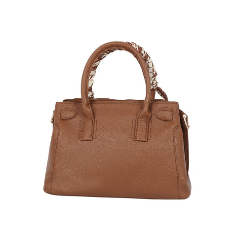 Scarf Accented Satchel Handbag