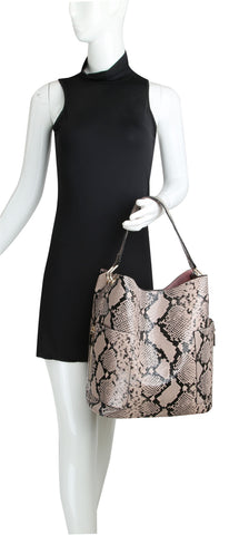 Snakeskin  Print Tall Hobo Two Piece Handbag Set