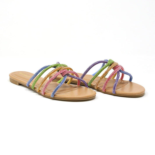 Colorful Rhinestone Slide Sandal
