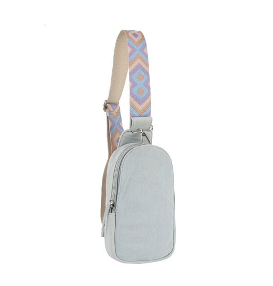 Denim Front Crossbody Sling With Guitar Strap