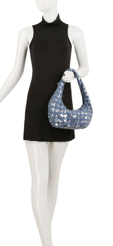 Sequin And Denim Fashion Hobo Handbag