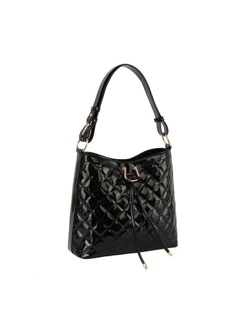 Patent Quilted Design Hobo Handbag