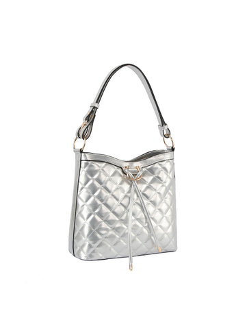 Patent Quilted Design Hobo Handbag