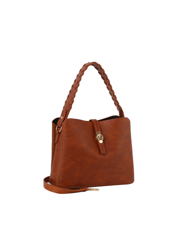 Whipstitch Handle Classic Hobo Handbag