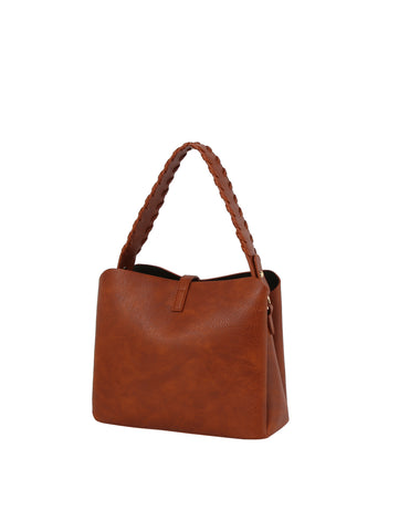 Whipstitch Handle Classic Hobo Handbag