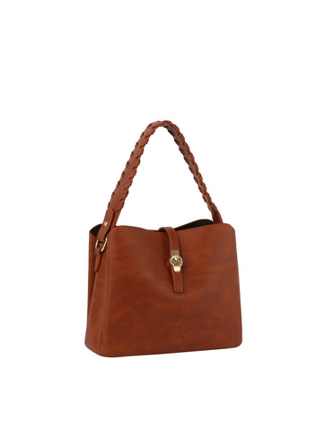 Whipstitch Handle Classic Hobo Handbag