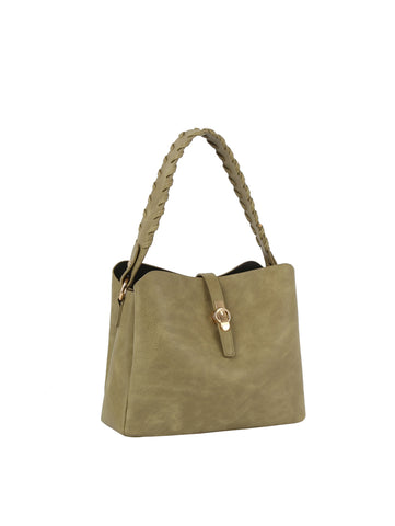 Whipstitch Handle Classic Hobo Handbag