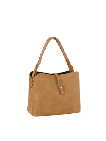 Whipstitch Handle Classic Hobo Handbag