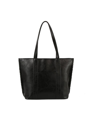 Whipstitch Accented Tote Handbag