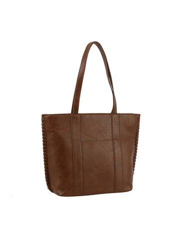 Whipstitch Accented Tote Handbag