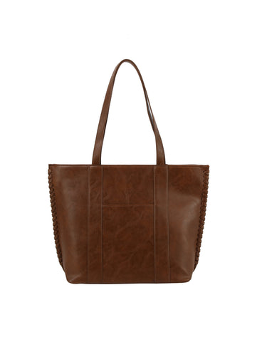 Whipstitch Accented Tote Handbag