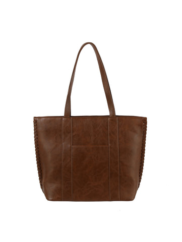 Whipstitch Accented Tote Handbag