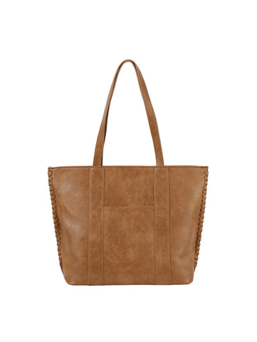 Whipstitch Accented Tote Handbag