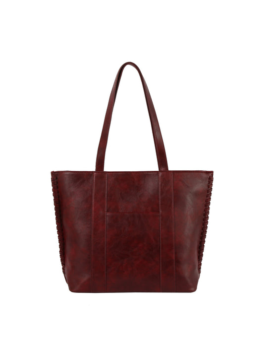 Whipstitch Accented Tote Handbag