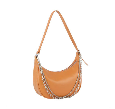 Chain Accented Hobo Handbag