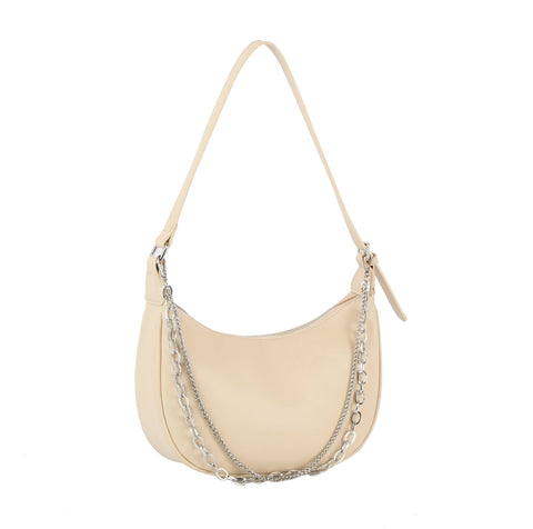 Chain Accented Hobo Handbag