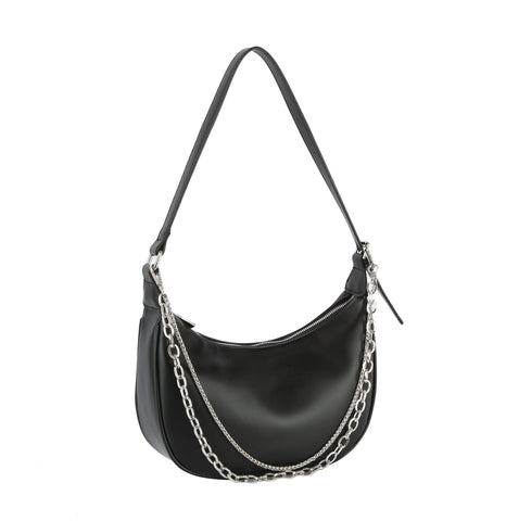 Chain Accented Hobo Handbag