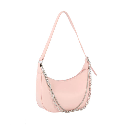 Chain Accented Hobo Handbag