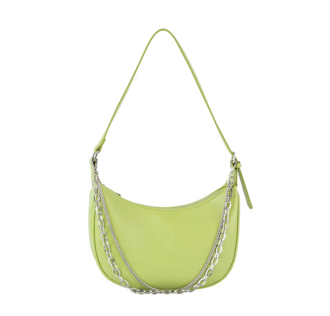 Chain Accented Hobo Handbag