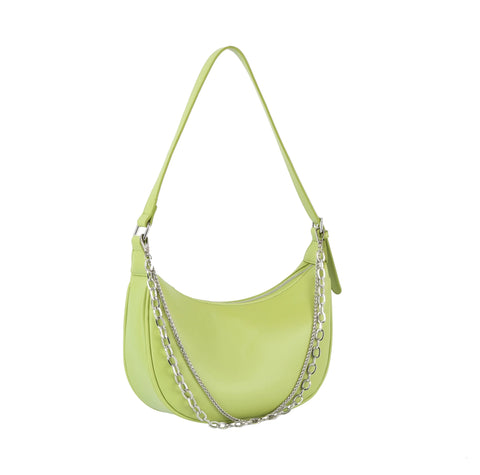 Chain Accented Hobo Handbag