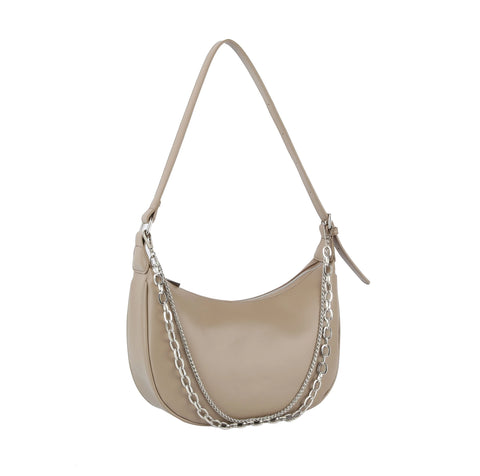 Chain Accented Hobo Handbag