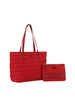 Quilted Design Tote  Handbag Two Piece Set