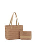 Quilted Design Tote  Handbag Two Piece Set