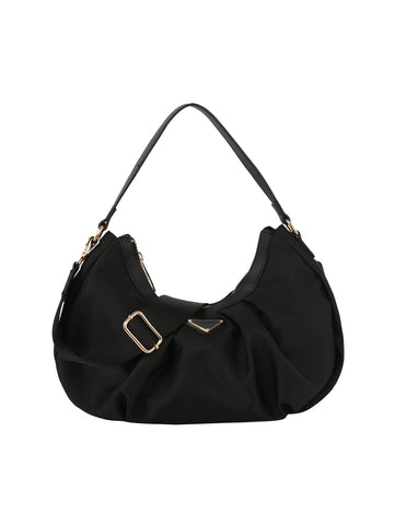 Pleated Nylon Hobo Handbag