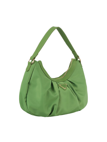 Pleated Nylon Hobo Handbag