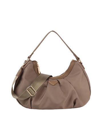 Pleated Nylon Hobo Handbag