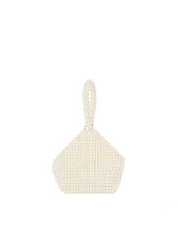 White Pearl Clutch Wristlet Handbag