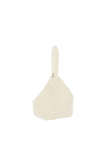 White Pearl Clutch Wristlet Handbag