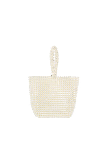 White Pearl Clutch Wristlet Handbag