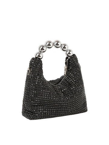 Beaded Handle Sparkling Rhinestone Petite Hobo