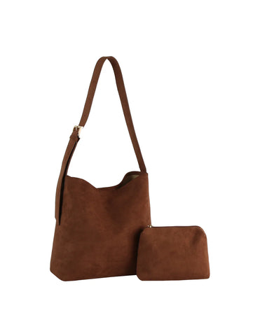 Sueded Hobo Handbag Set