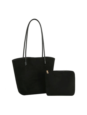 Sueded Tote Bag Two Piece Set