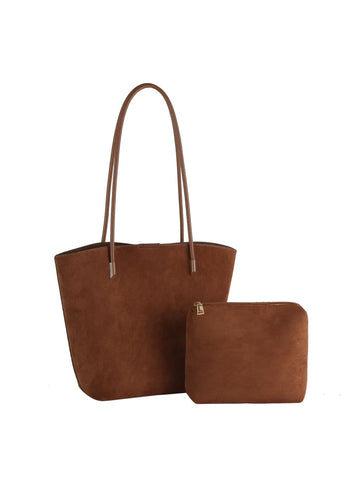 Sueded Tote Bag Two Piece Set