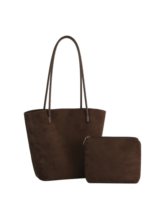 Sueded Tote Bag Two Piece Set