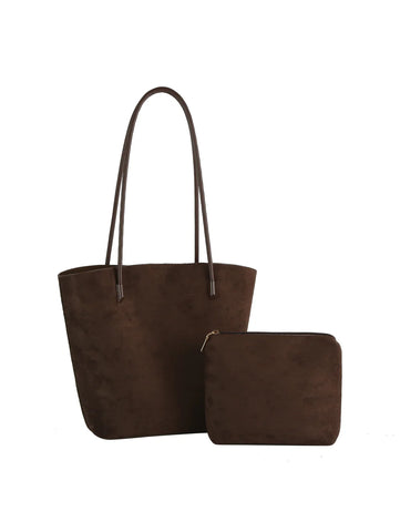 Sueded Tote Bag Two Piece Set