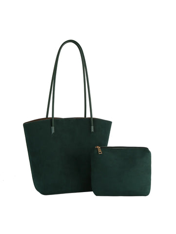 Sueded Tote Bag Two Piece Set