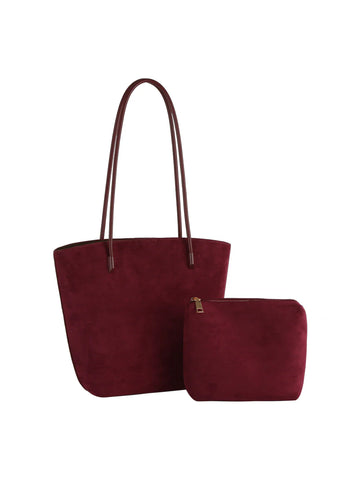 Sueded Tote Bag Two Piece Set