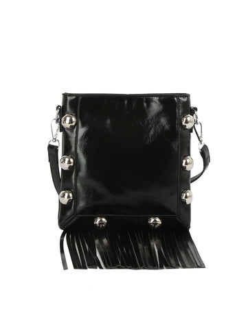 Studded Fringe Box Crossbody Bag