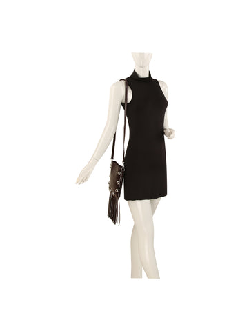 Studded Fringe Box Crossbody Bag